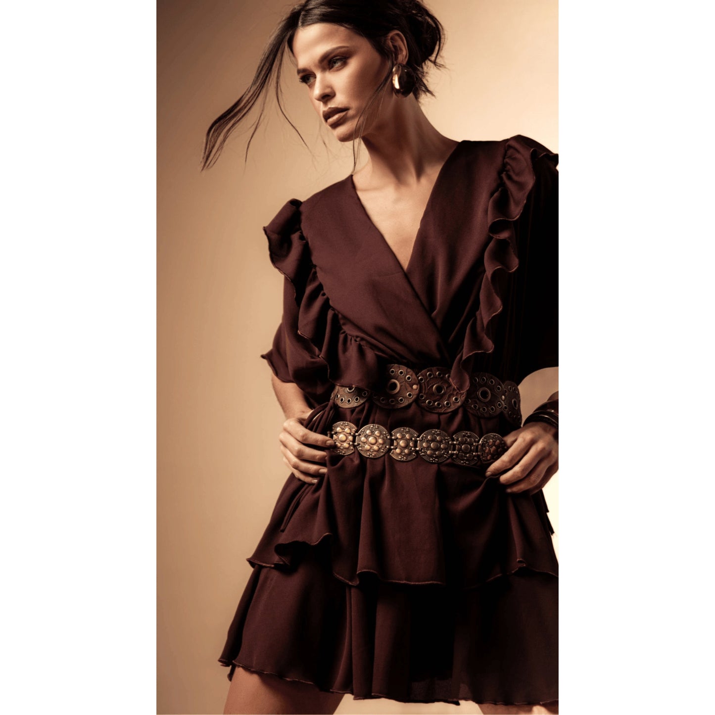 Vestido Fefe Adore Marrom M