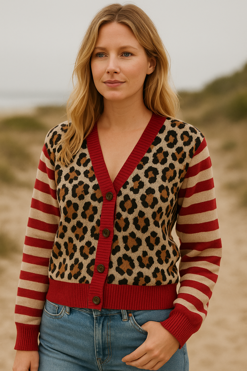 Cardigan Gregga Animal Print com Listras – Estilo e Atitude em Uma Só Peça