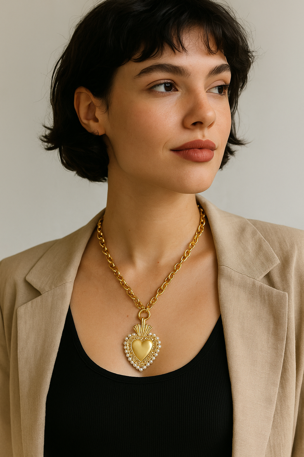 Colar Coração Radiante Dourado