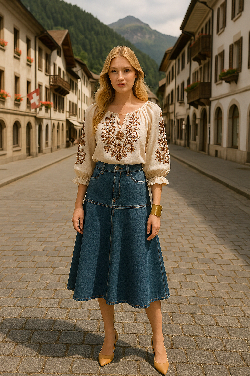 Saia Jeans Midi