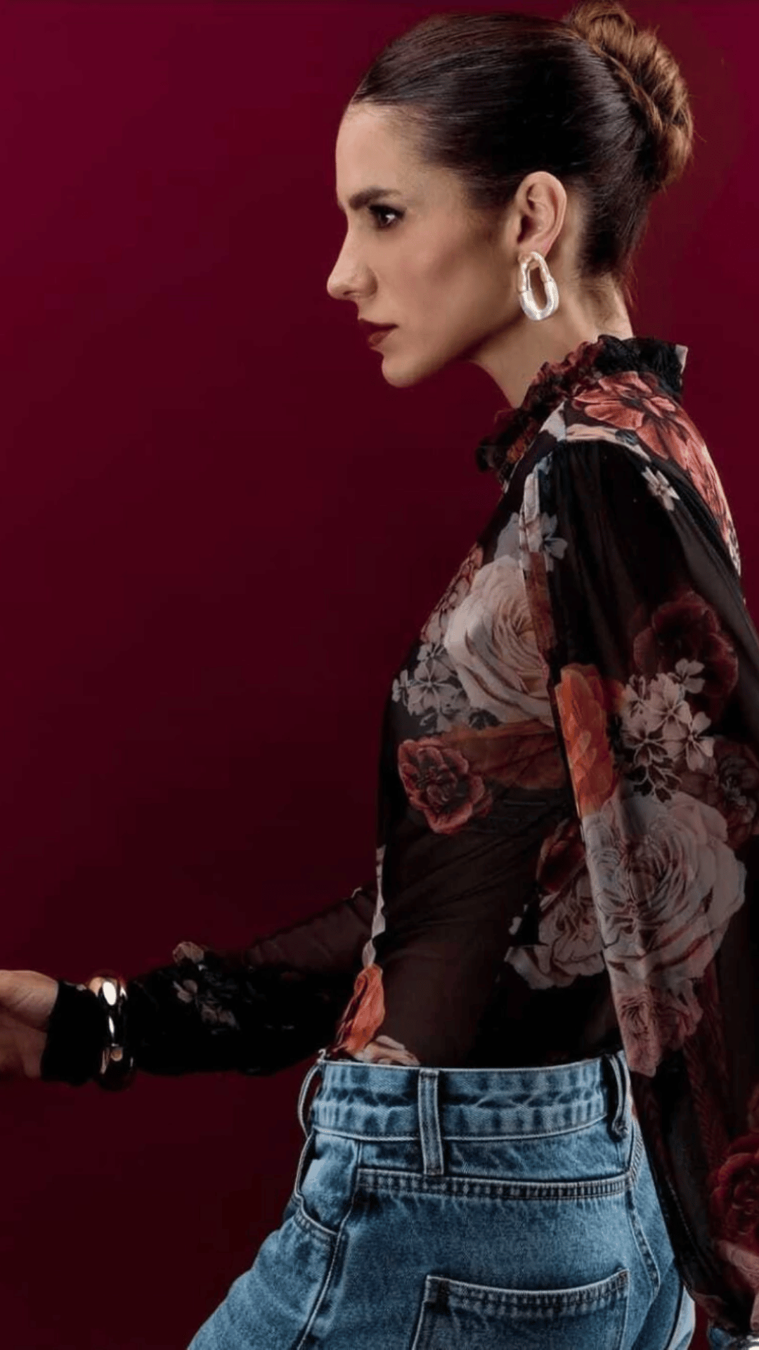 Blusa Tule Alessa Floral Adore