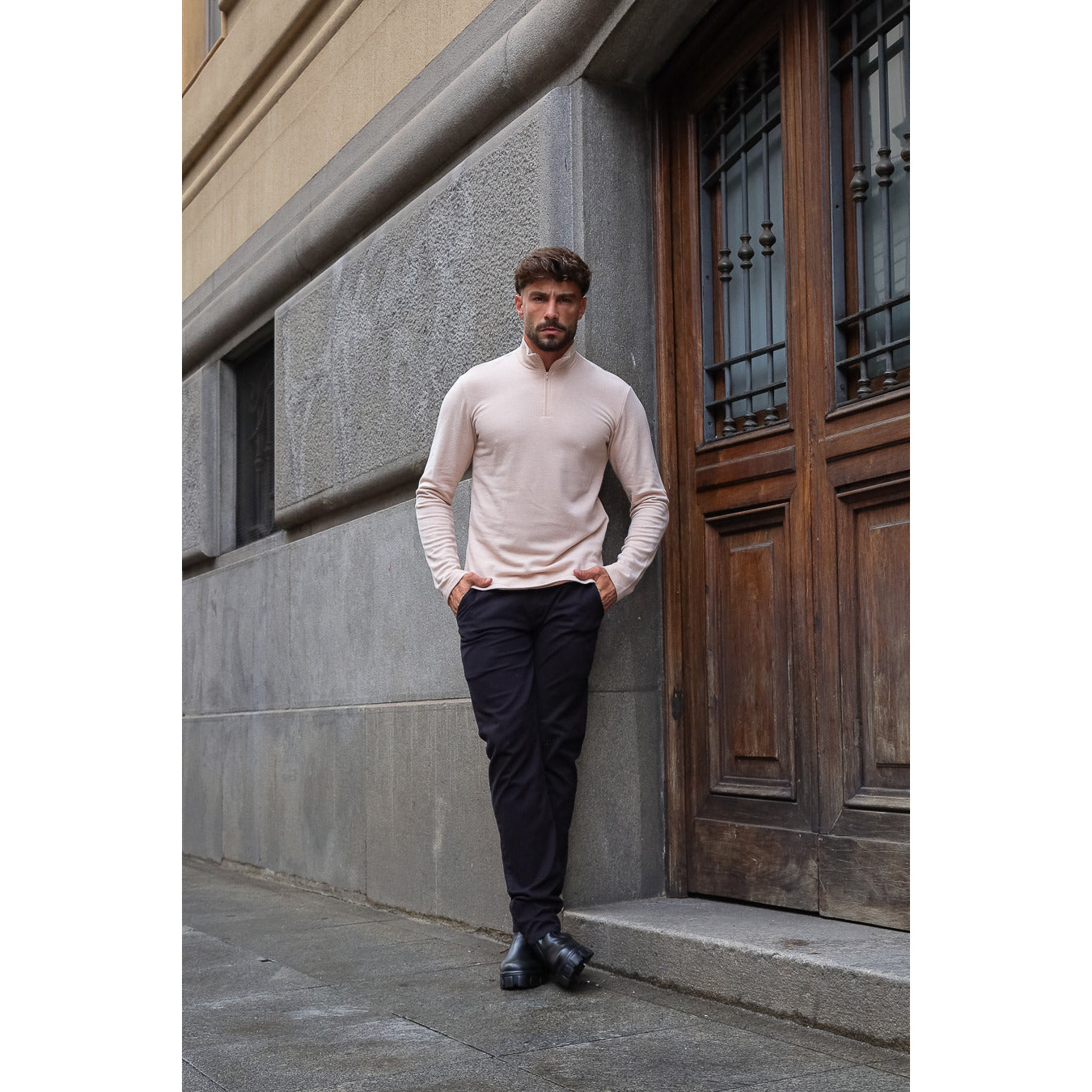 SUETER GOLA ALTA C/ ZIPER 8278 BEGE M