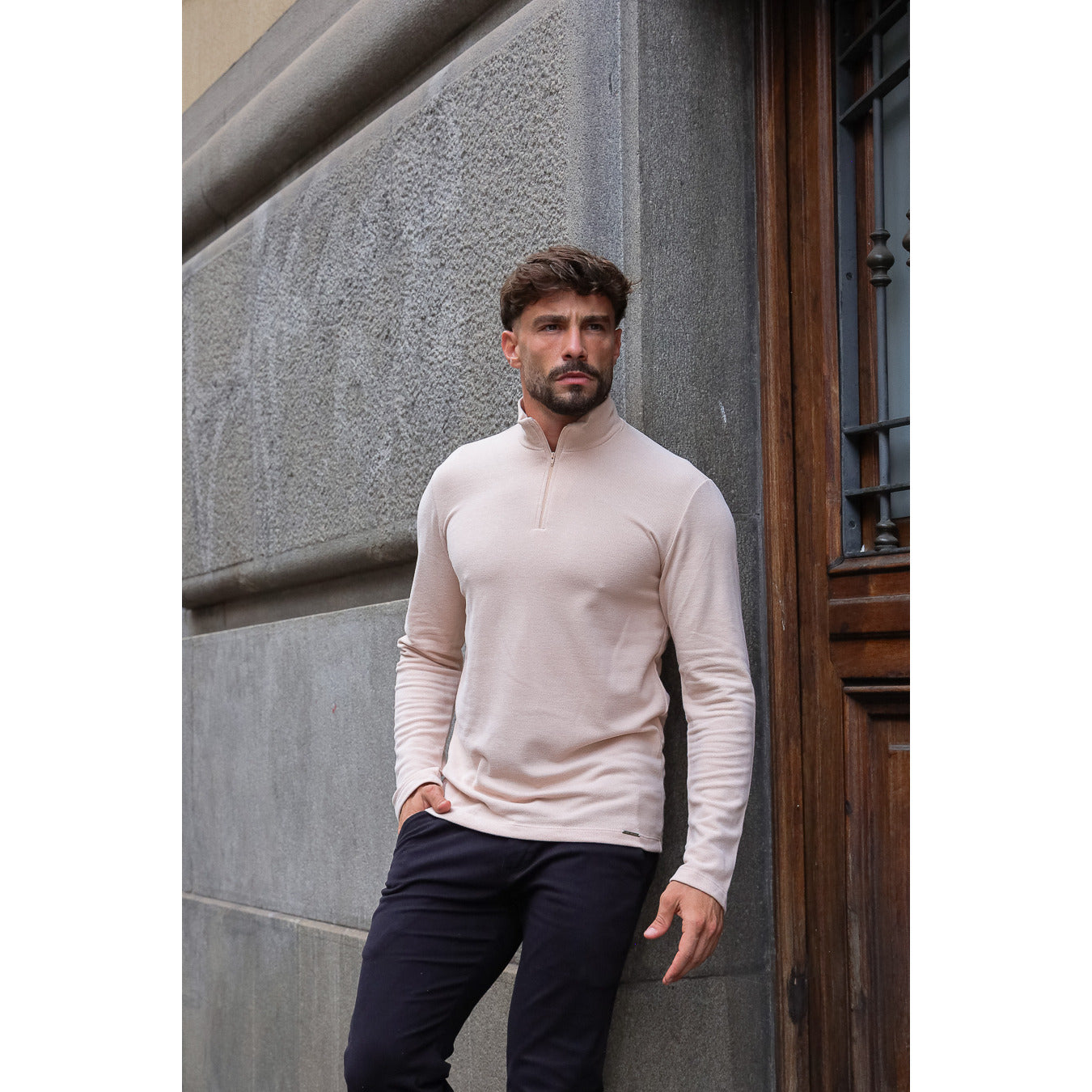SUETER GOLA ALTA C/ ZIPER 8278 BEGE M