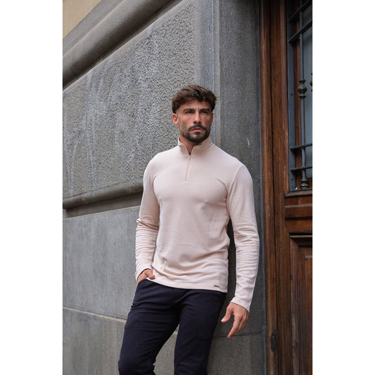 SUETER GOLA ALTA C/ ZIPER 8278 BEGE M