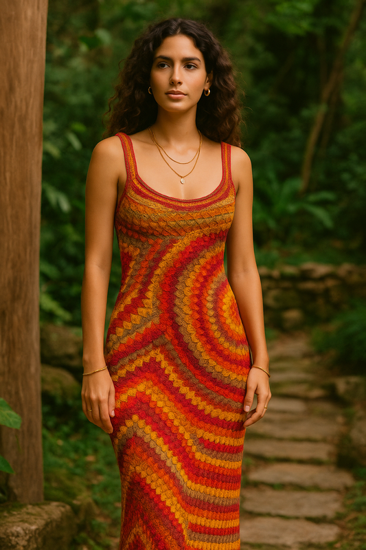 Vestido Sol em Crochê Colorido -