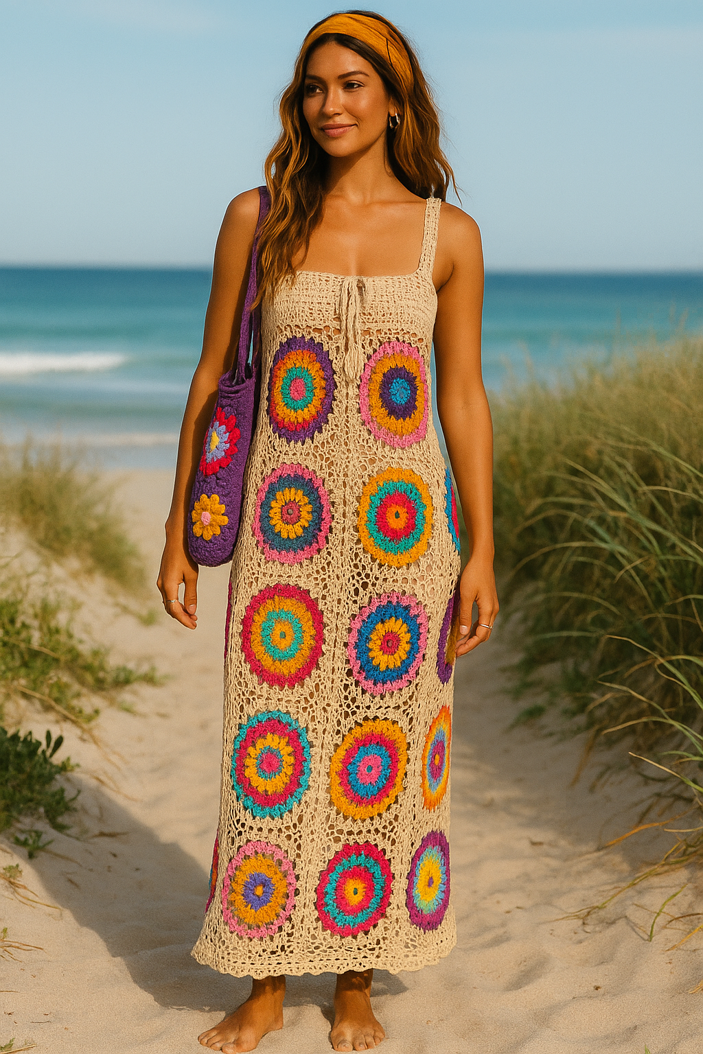 Vestido Mandala Boho em Crochê