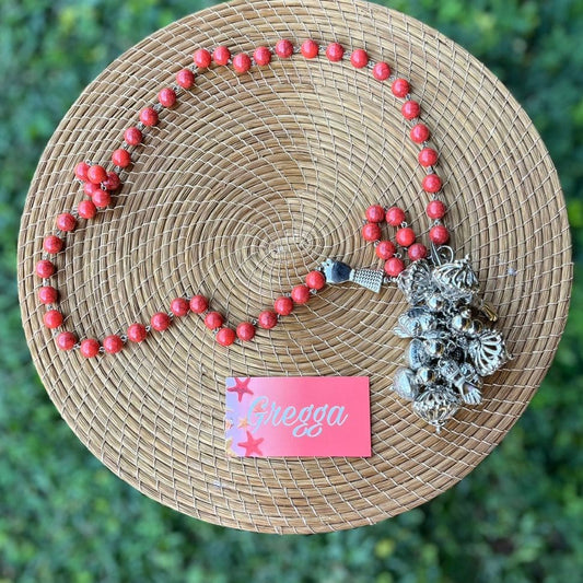 Colar Coral & Prata Gregga