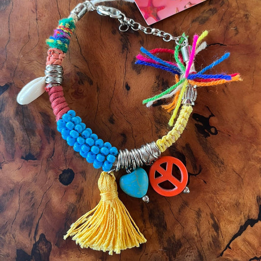 Pulseira Boho Colorida Paz & Amor