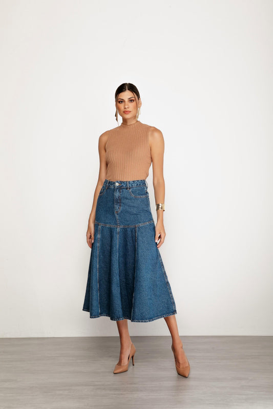 Saia Jeans Midi