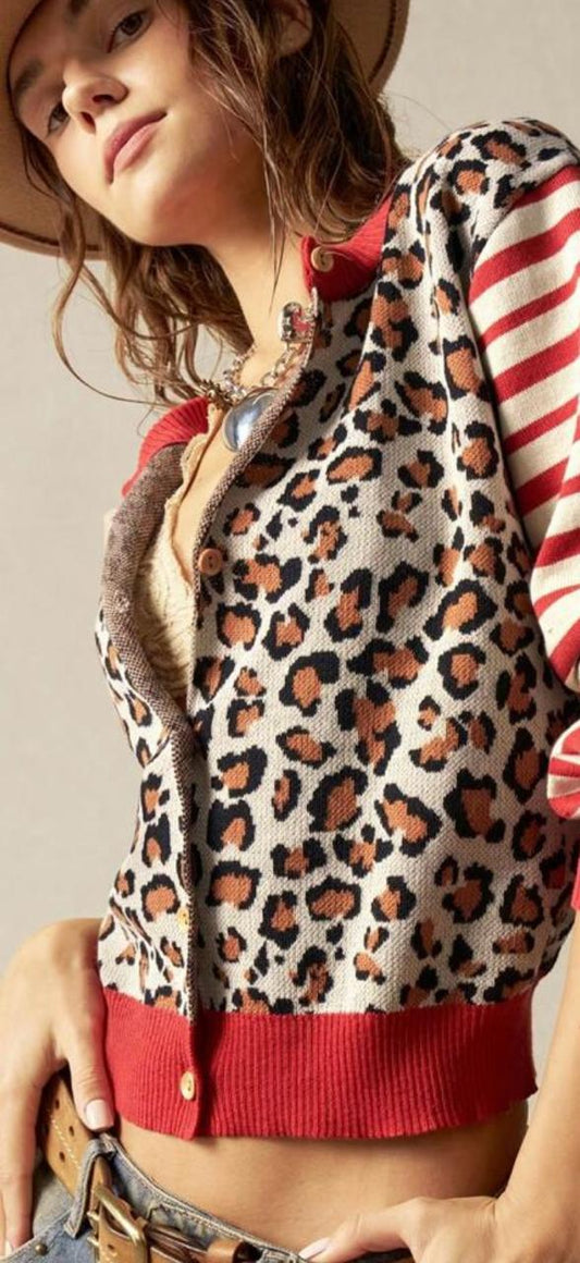 Cardigan Gregga Animal Print com Listras – Estilo e Atitude em Uma Só Peça