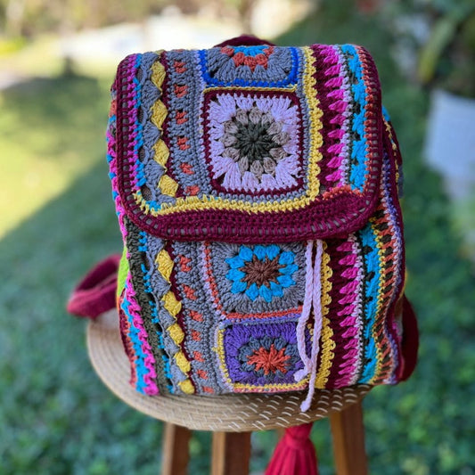 Bolsa Mochila em Crochê