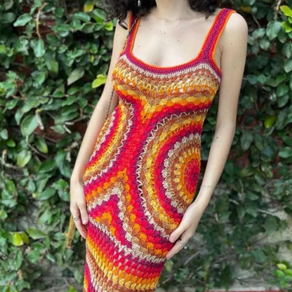 Vestido Sol em Crochê Colorido -